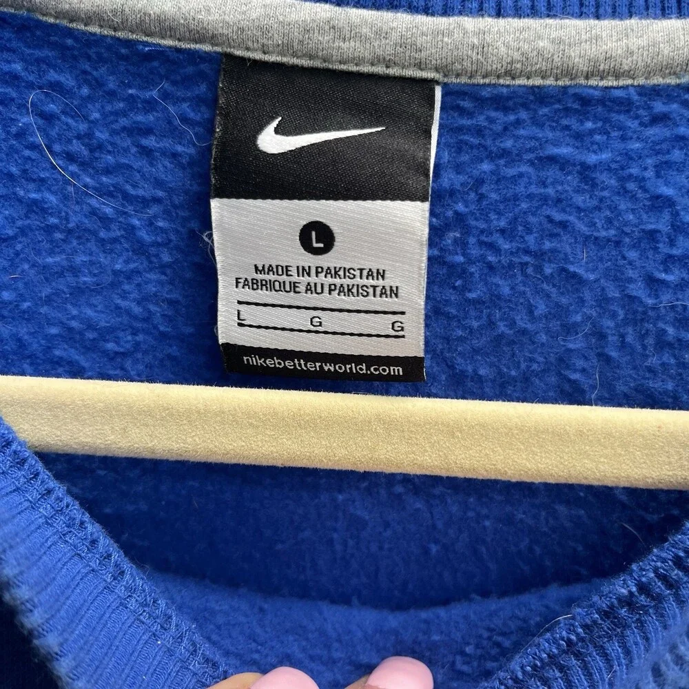 Vtg Nike Embroidered Mini‎ Swoosh Blue Sweatshirt 90’s Large Grunge